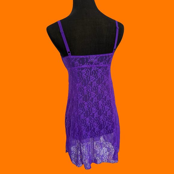 00's vintage purple lace y2k bustier babydoll slip dress 34C - Picture 8 of 10